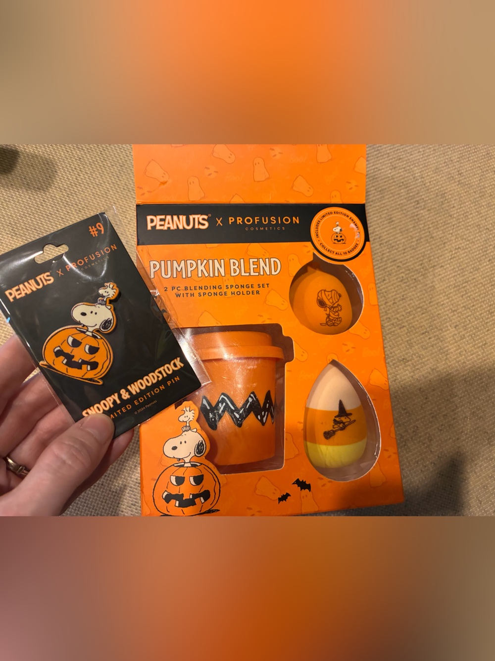 Peanuts x Profusion Pumpkin Blend Sponge Set - limited edition pin